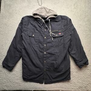 Wrangler Canvas Hooded Work Jacket 55253 Mens XL UNSTITCHING FLAW Quilt Lined